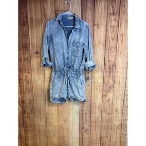 Cloth & Stone Chambray Mineral Wash Striped One-Piece Jumpers Shorts Women's M